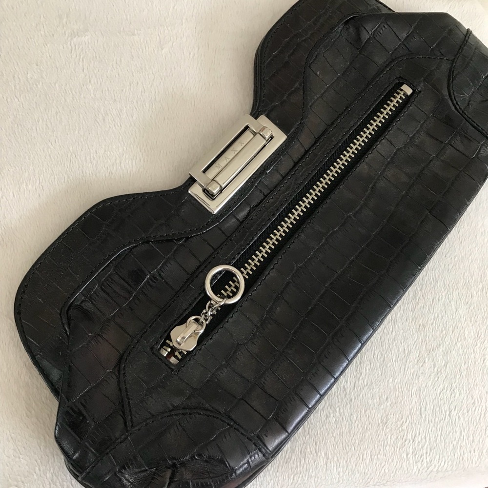Black Croc Leather Handbag By MAXX NY